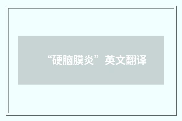 “硬脑膜炎”英文翻译
