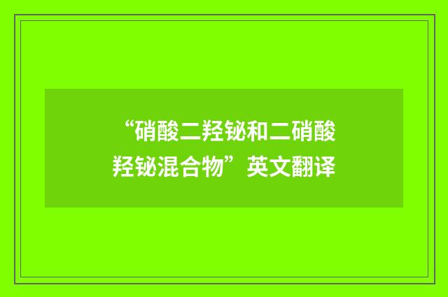 “硝酸二羟铋和二硝酸羟铋混合物”英文翻译