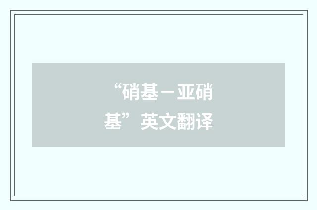 “硝基－亚硝基”英文翻译