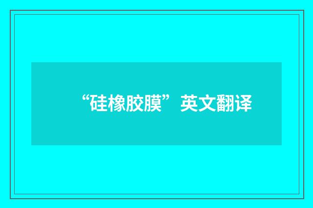 “硅橡胶膜”英文翻译