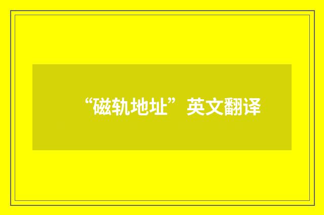 “磁轨地址”英文翻译