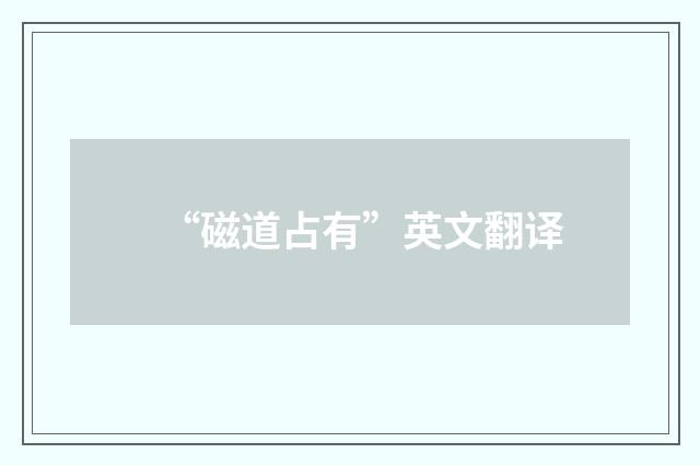 “磁道占有”英文翻译