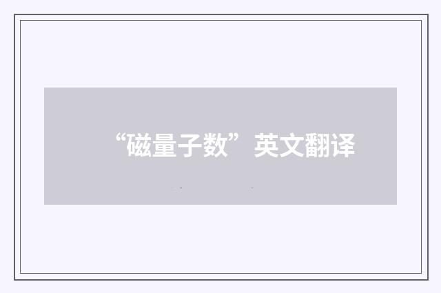 “磁量子数”英文翻译