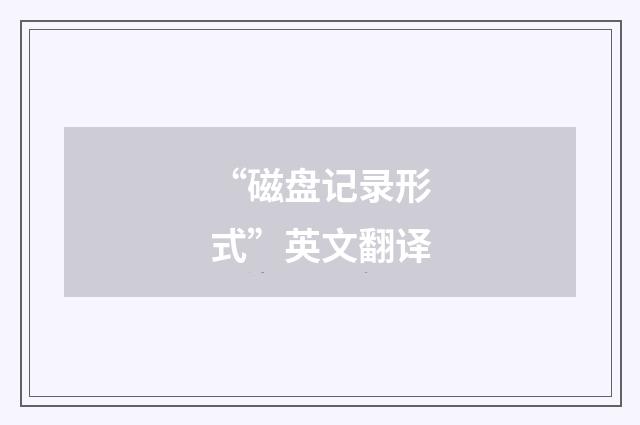 “磁盘记录形式”英文翻译