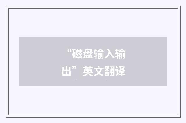 “磁盘输入输出”英文翻译