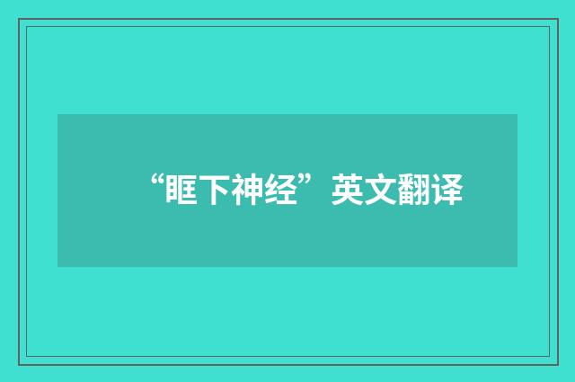 “眶下神经”英文翻译
