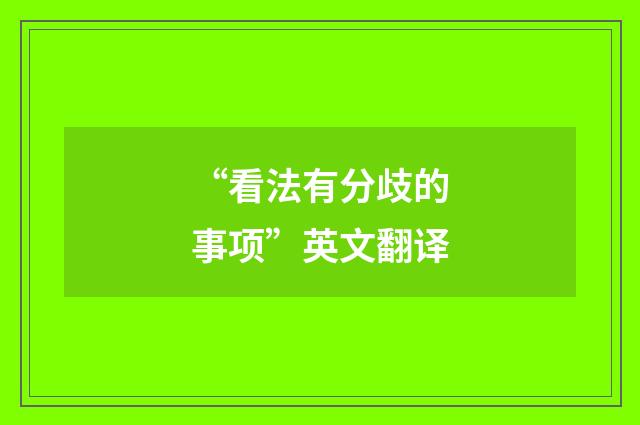 “看法有分歧的事项”英文翻译