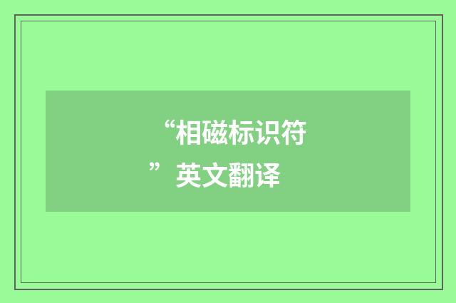 “相磁标识符”英文翻译