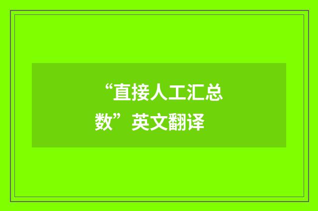 “直接人工汇总数”英文翻译