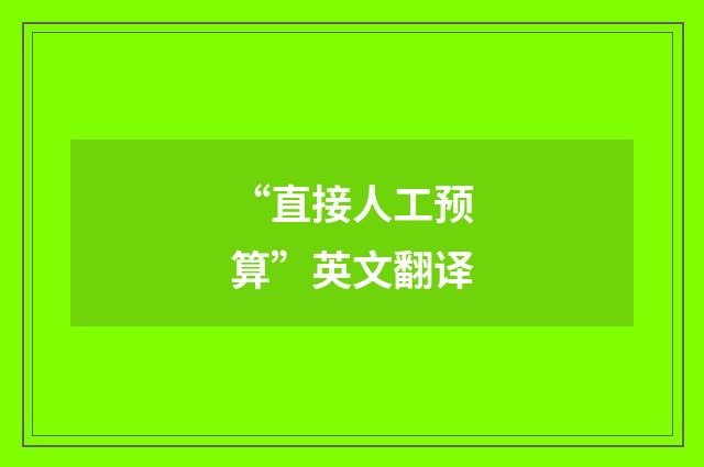 “直接人工预算”英文翻译