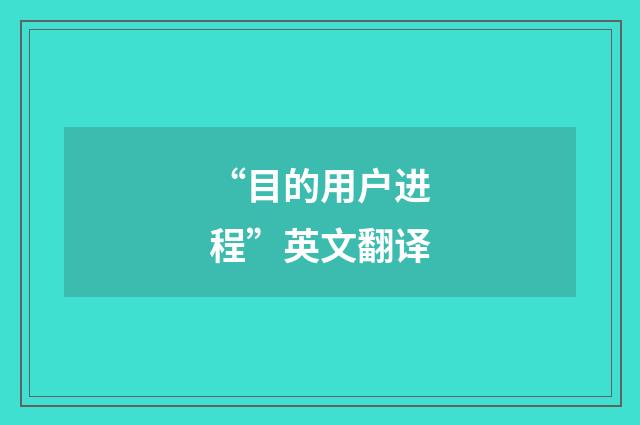 “目的用户进程”英文翻译