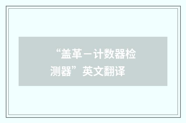 “盖革－计数器检测器”英文翻译