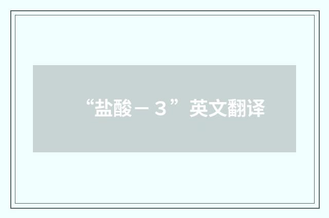 “盐酸－３”英文翻译