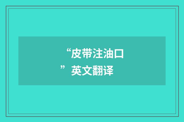 “皮带注油口”英文翻译