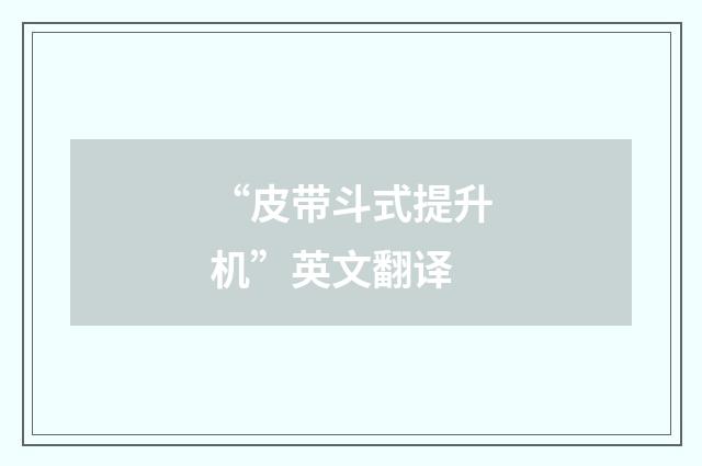 “皮带斗式提升机”英文翻译