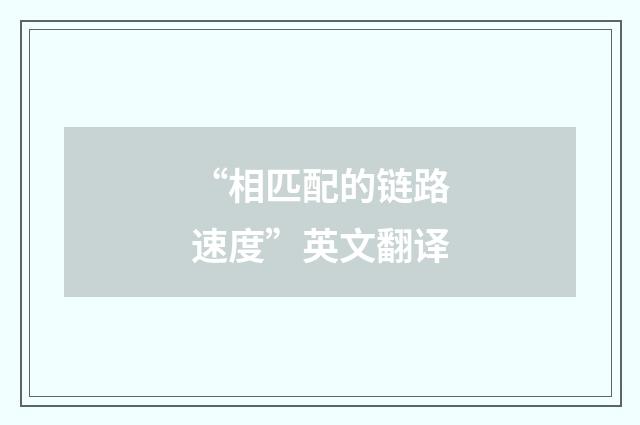 “相匹配的链路速度”英文翻译