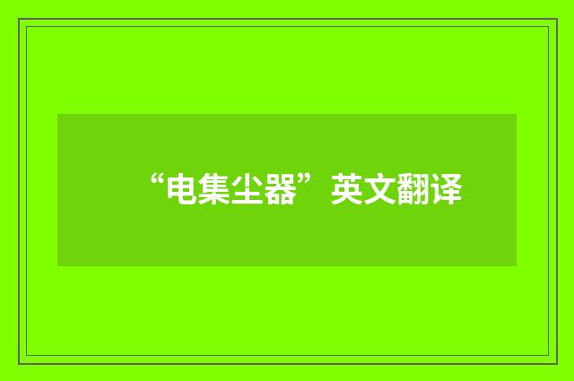 “电集尘器”英文翻译