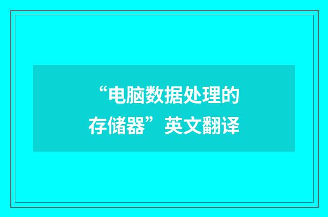 “电脑数据处理的存储器”英文翻译