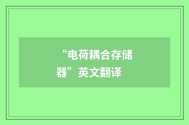 “电荷耦合存储器”英文翻译