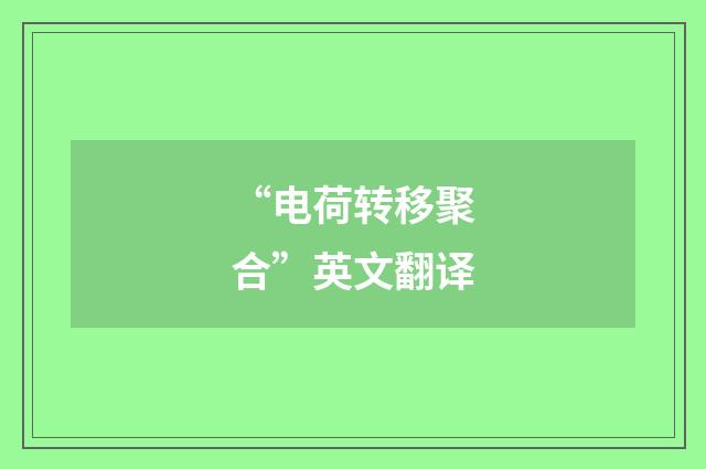 “电荷转移聚合”英文翻译