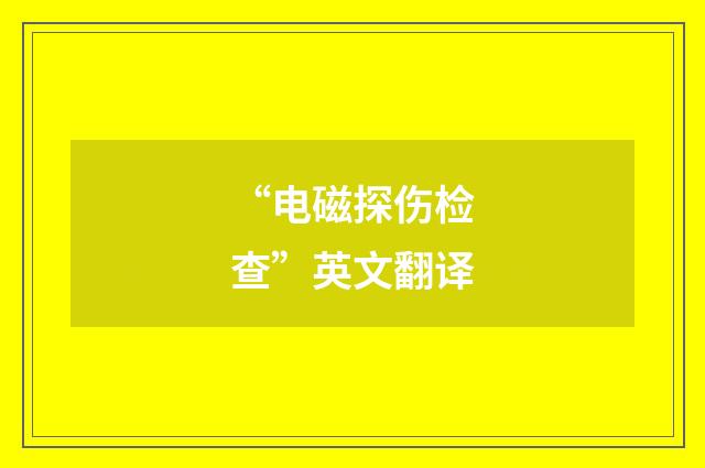 “电磁探伤检查”英文翻译