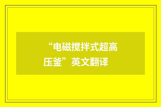 “电磁搅拌式超高压釜”英文翻译