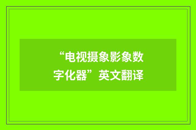 “电视摄象影象数字化器”英文翻译