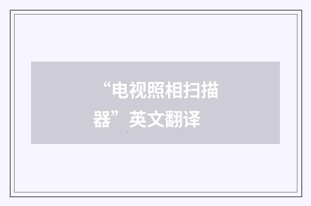 “电视照相扫描器”英文翻译
