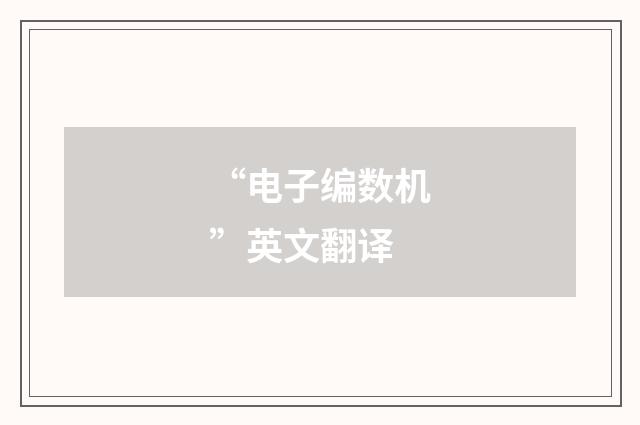 “电子编数机”英文翻译