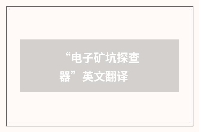 “电子矿坑探查器”英文翻译