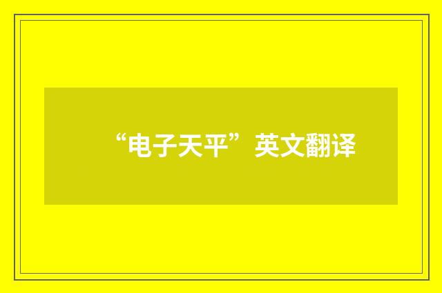 “电子天平”英文翻译