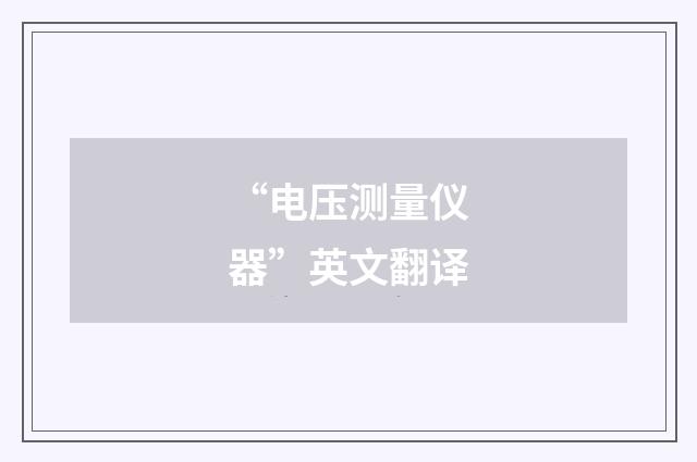 “电压测量仪器”英文翻译