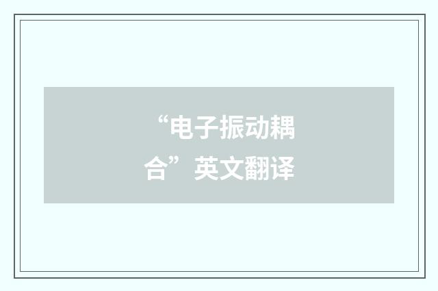 “电子振动耦合”英文翻译