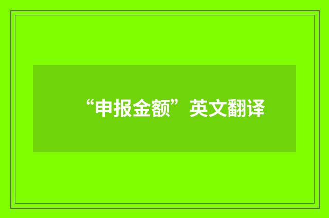 “申报金额”英文翻译