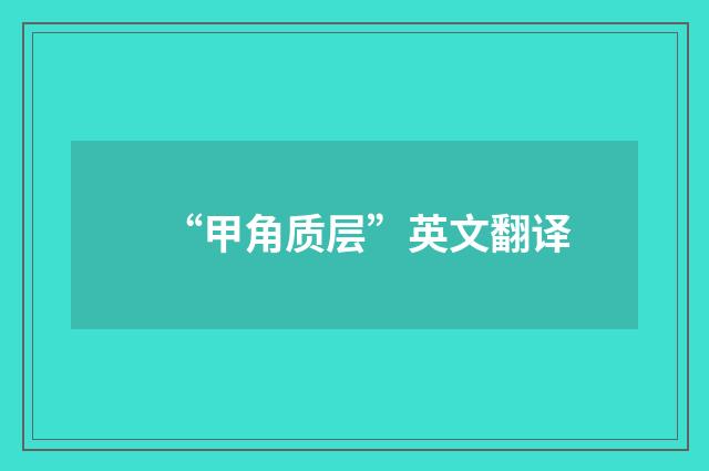 “甲角质层”英文翻译