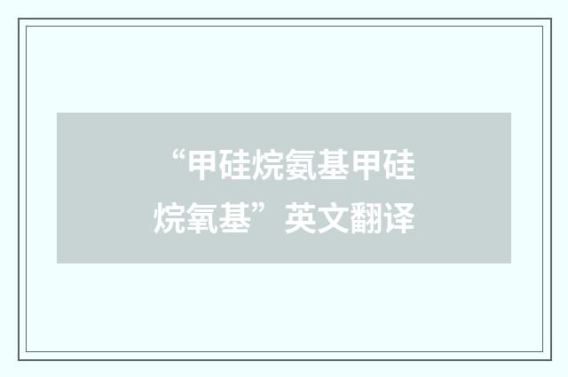 “甲硅烷氨基甲硅烷氧基”英文翻译