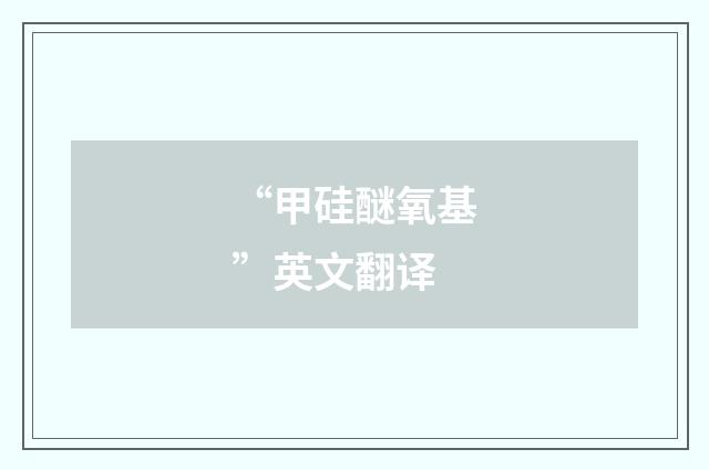 “甲硅醚氧基”英文翻译