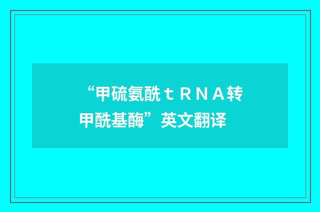 “甲硫氨酰tRNA转甲酰基酶”英文翻译