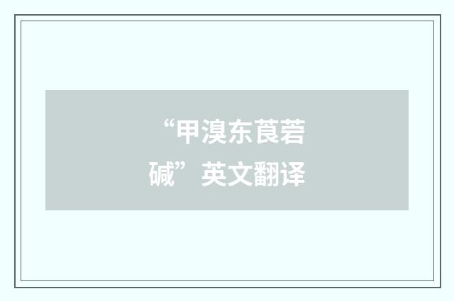 “甲溴东莨菪碱”英文翻译