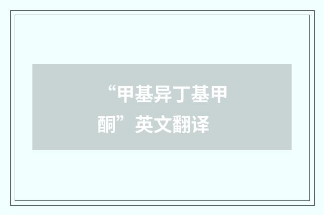 “甲基异丁基甲酮”英文翻译