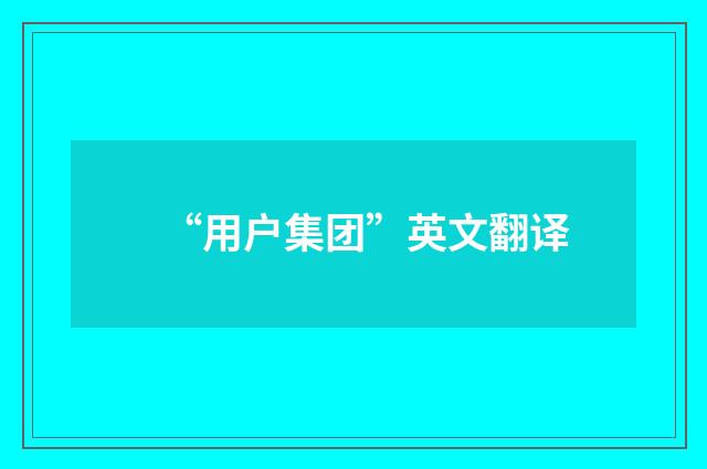 “用户集团”英文翻译