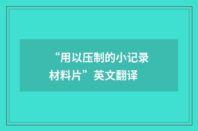 “用以压制的小记录材料片”英文翻译