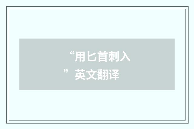 “用匕首刺入”英文翻译
