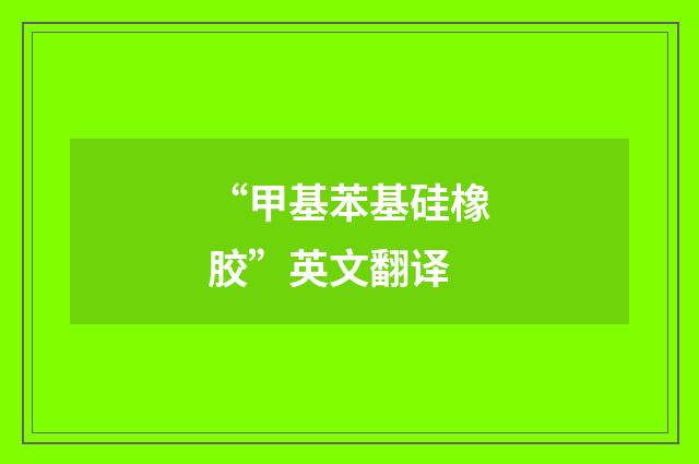 “甲基苯基硅橡胶”英文翻译