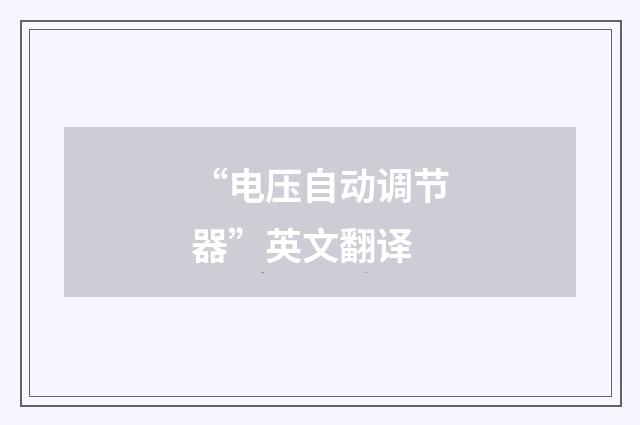 “电压自动调节器”英文翻译