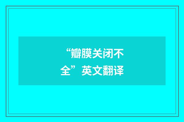 “瓣膜关闭不全”英文翻译