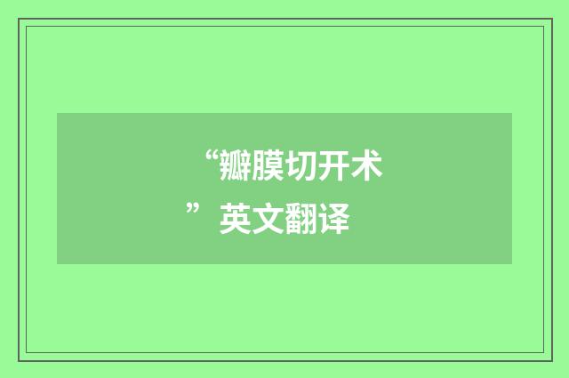 “瓣膜切开术”英文翻译