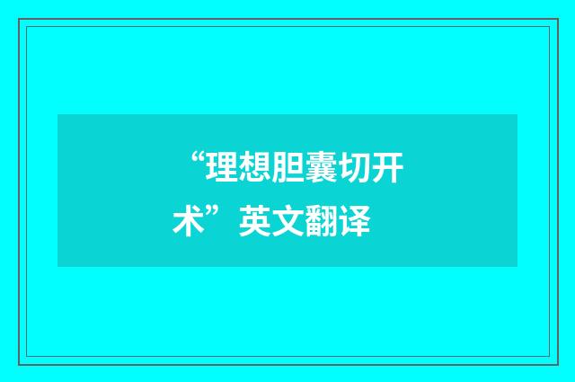 “理想胆囊切开术”英文翻译