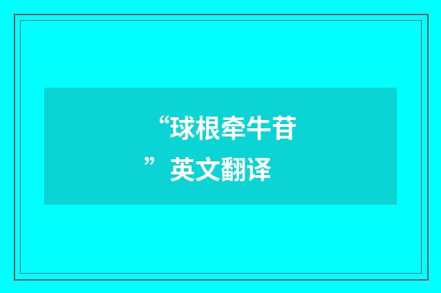 “球根牵牛苷”英文翻译