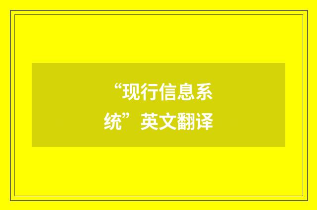 “现行信息系统”英文翻译